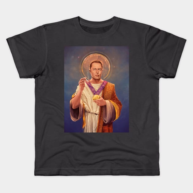 Saint Elon of Musk - Elon Musk Original Religious Painting T-Shirt Kids T-Shirt by vincentcarrozza